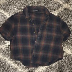 Brandy Melville Cropped Short Sleeve Flannel
